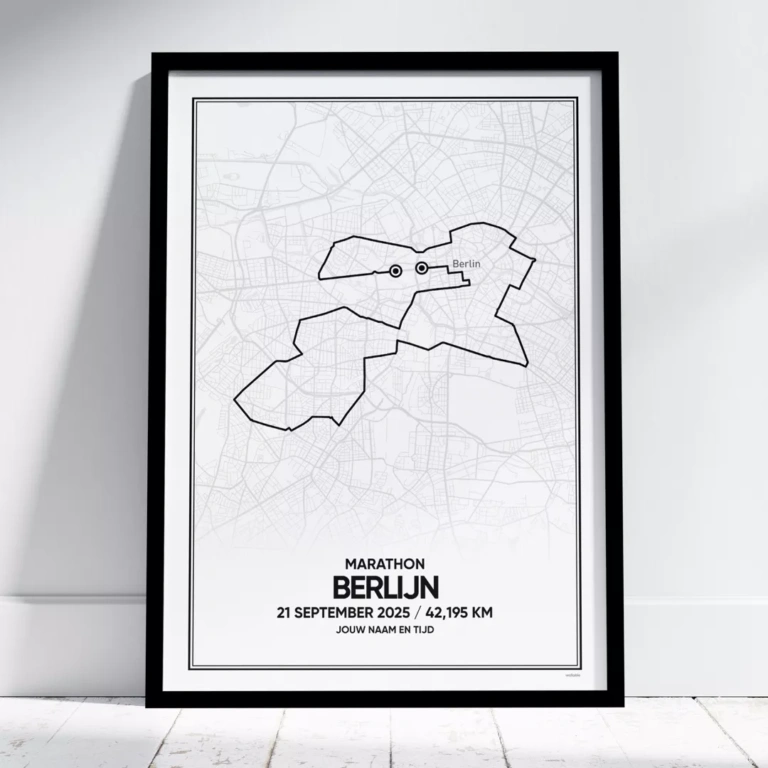 Poster met de route van de Berlijn Marathon van 2025