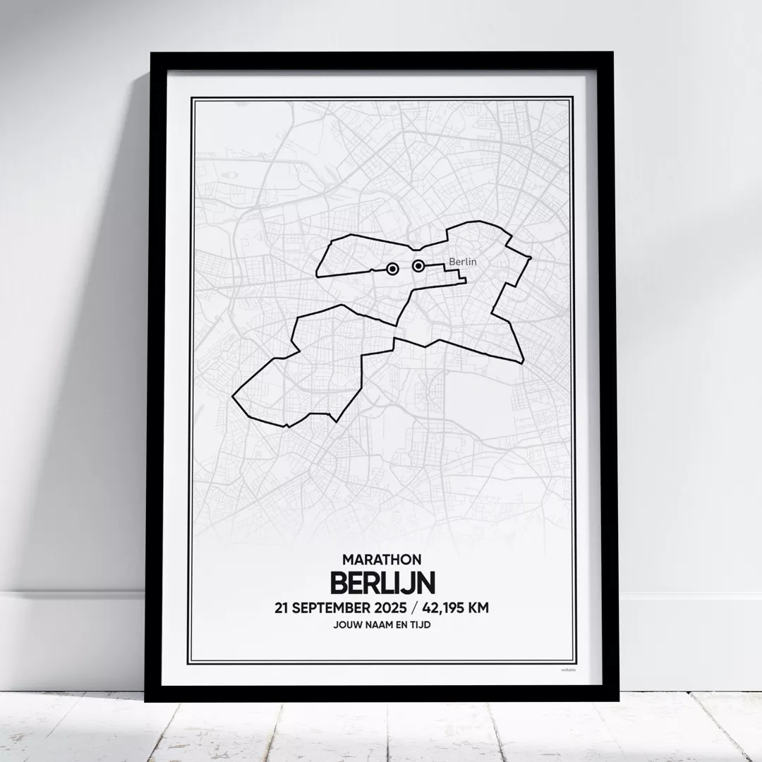 berlijn-marathon-2025-poster Poster met de route van de Berlijn Marathon van 2025
