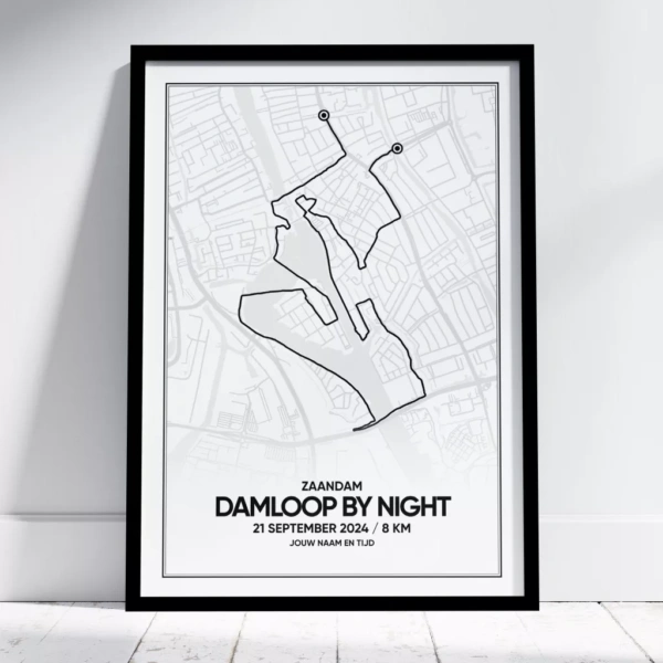 Damloop by Night 5EM route poster met naam
