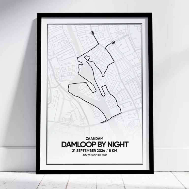 Damloop by Night 5EM route poster met naam