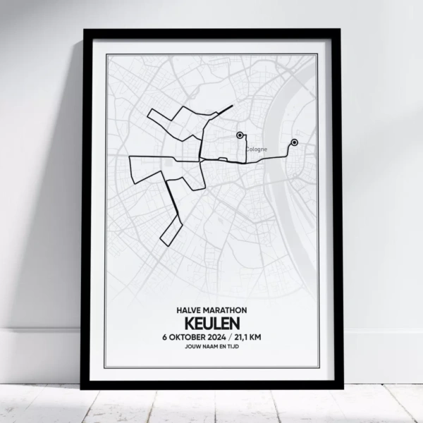 Poster met de route van de Keulen Halve Marathon