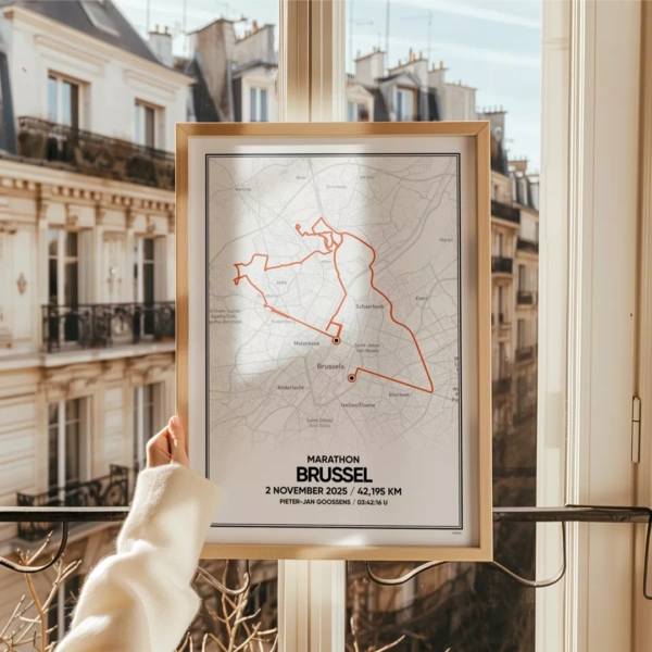 Poster met de route van de Brussel Marathon 2025