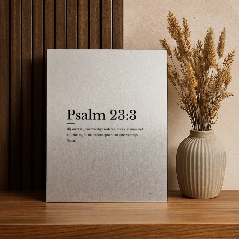 Psalm print op geborsteld aluminium