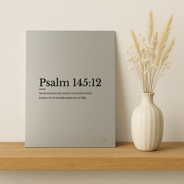 Psalm print op aluminium zilver