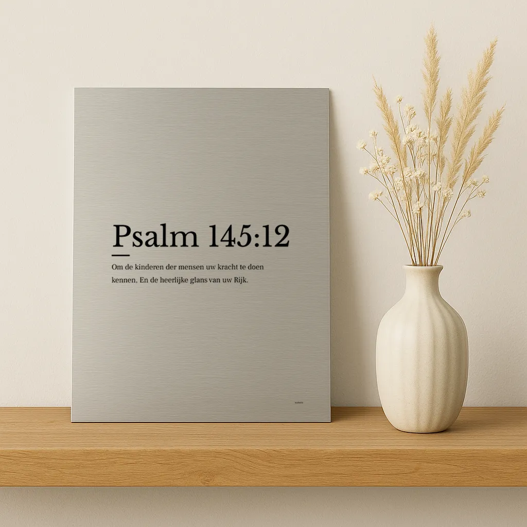 Psalm print op aluminium zilver