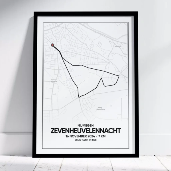 Poster met de route van de Zevenheuvelennacht 7KM