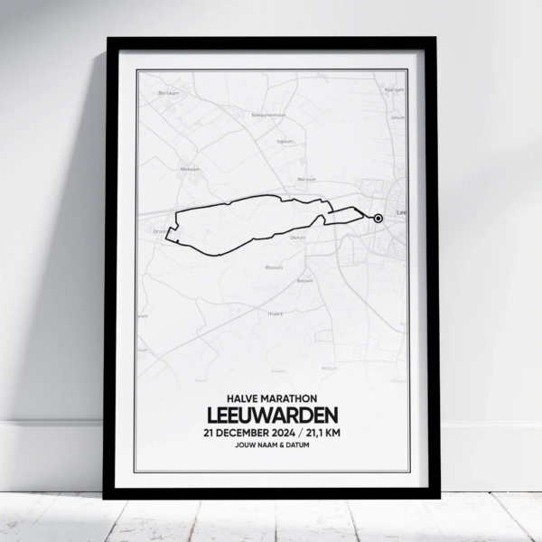 Leeuwarden Halve Marathon poster (met naam en tijd)