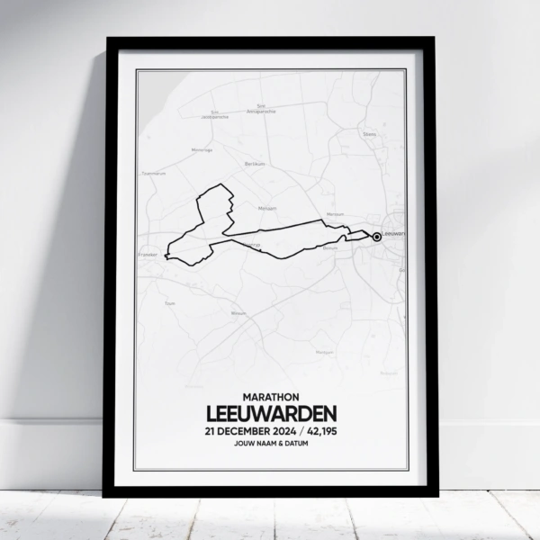 Leeuwarden Marathon 2024 poster (met naam en tijd) - Image 1