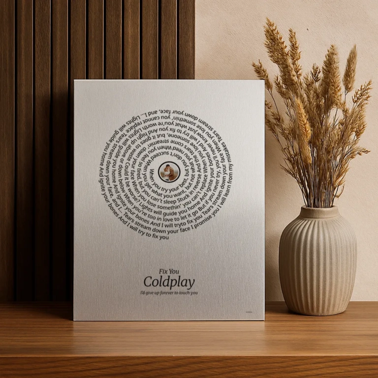 Songtekst op aluminium