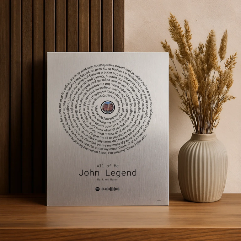 Songtekst op aluminium