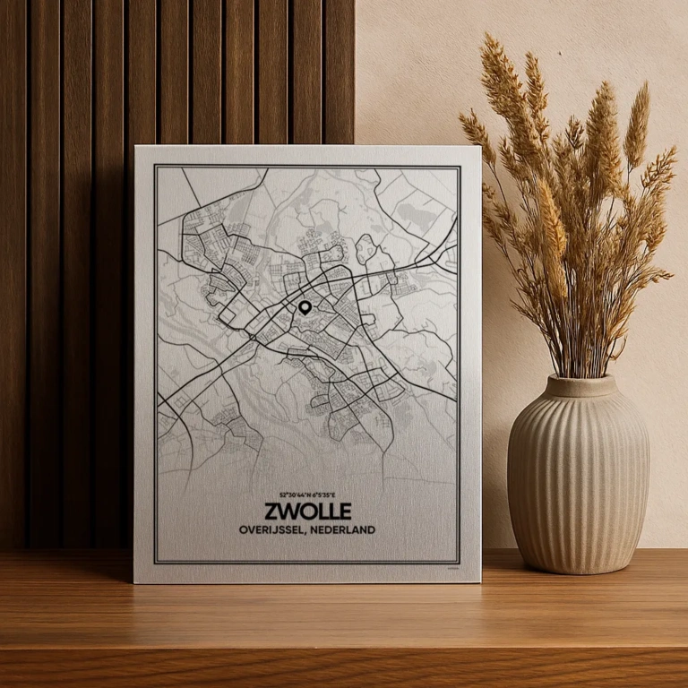 Stadskaart op aluminium