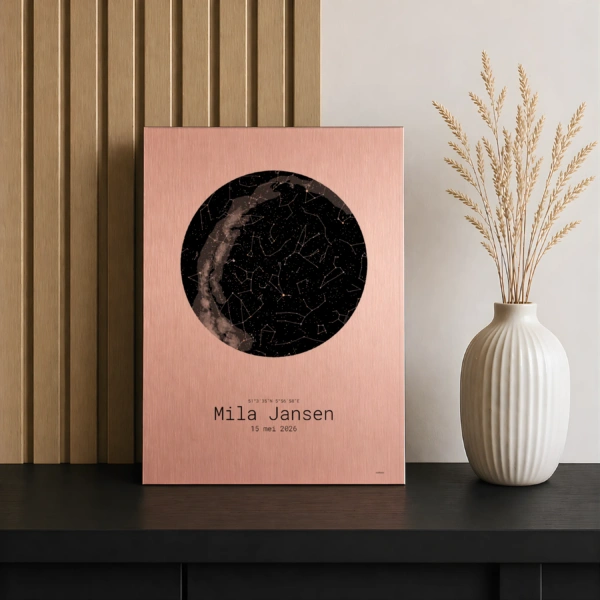 Sterrenkaart op aluminium rose