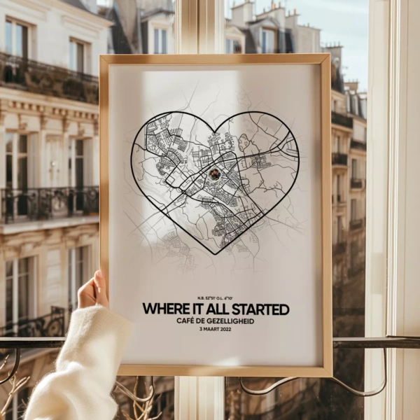 Valentijn Stadskaart gepersonaliseerd valentijndcadeau