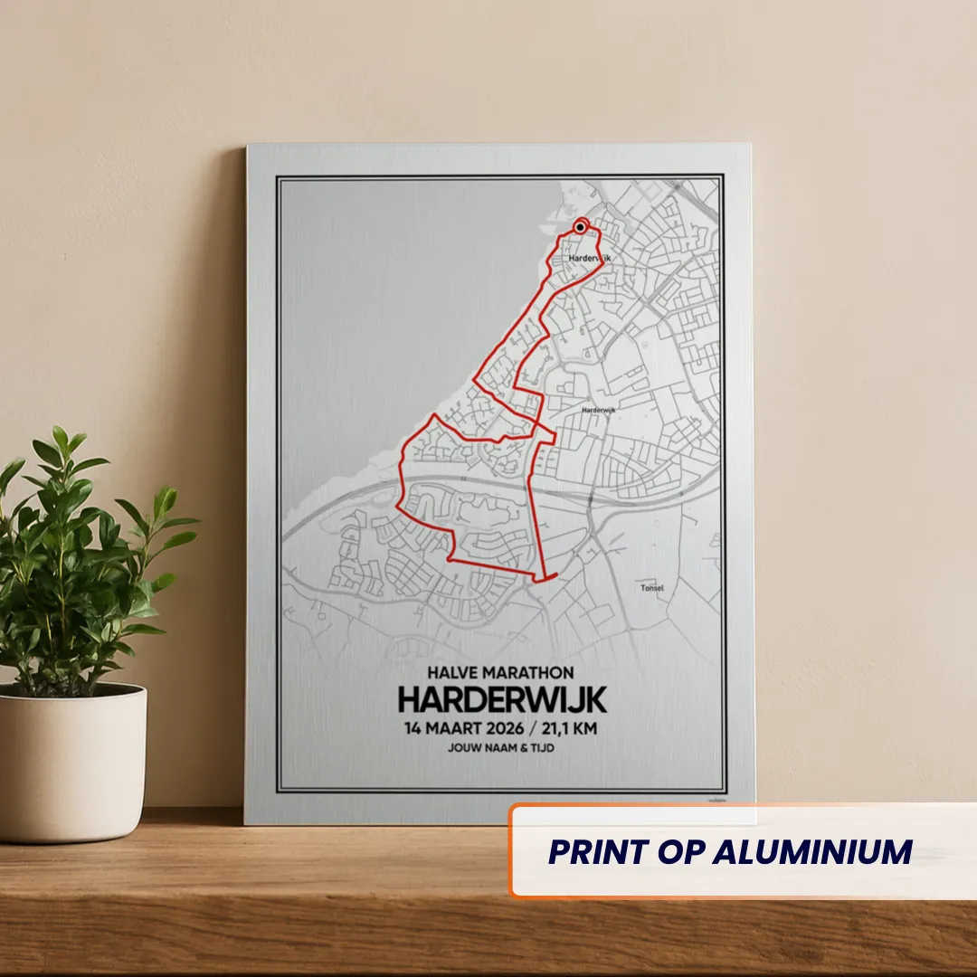 Aluminium print met de route van de broekhuis halve marathon van 2026