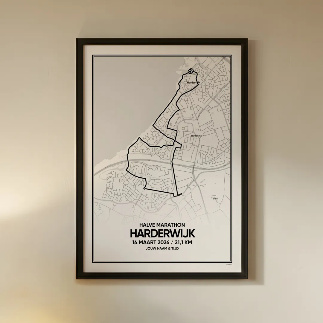 Poster met de route van de broekhuis halve marathon van 2026