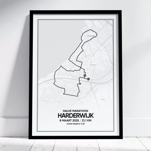 Poster met de route van de Broekhuis halve marathon van Harderwijk