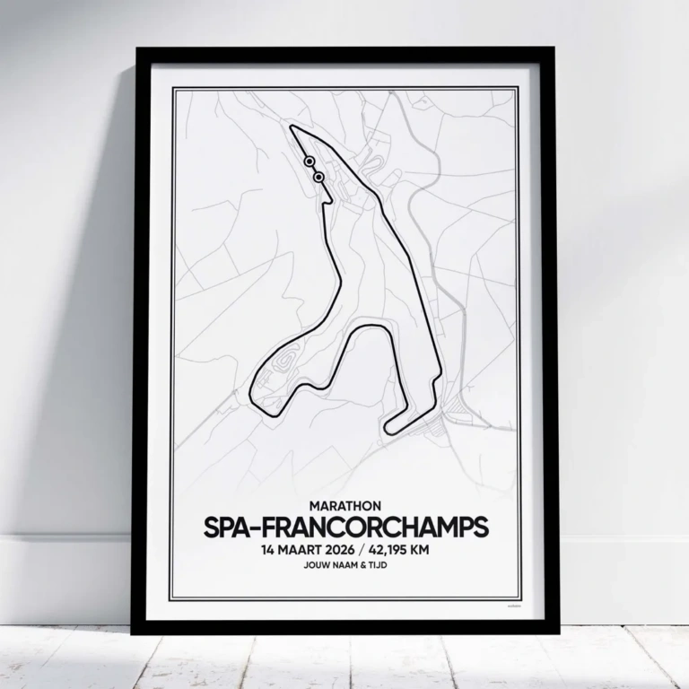 Poster met de route van de Spa-Francorchamps marathon van 2026