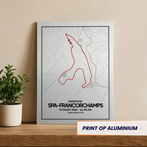 Aluminium print met de route van de Spa-Francorchamps marathon van 2026