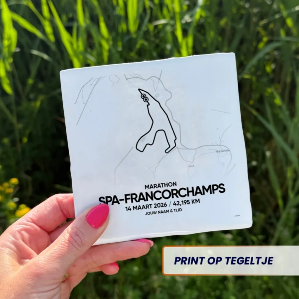 Tegeltje met de route van de Spa-Francorchamps marathon van 2026