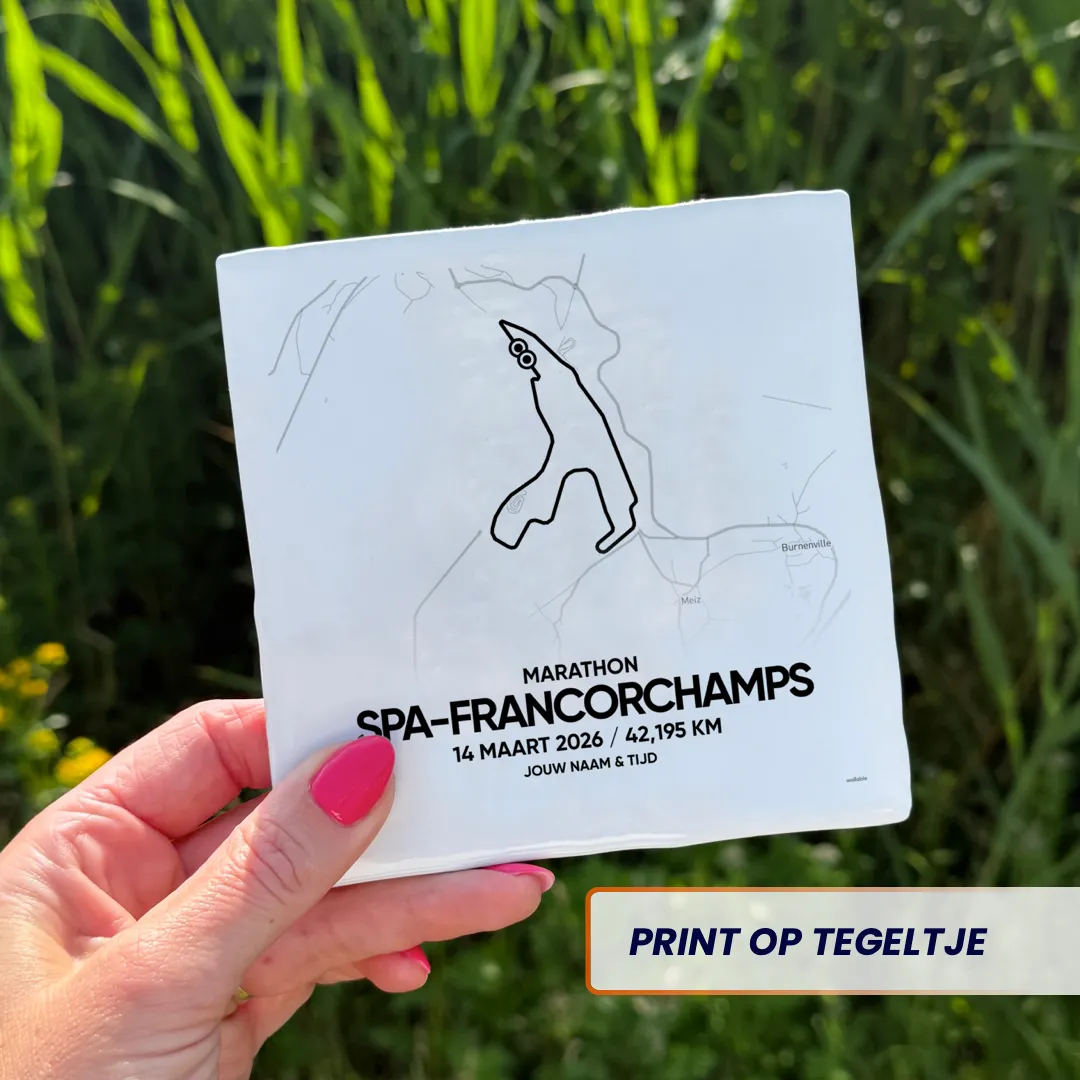 Tegeltje met de route van de Spa-Francorchamps marathon van 2026