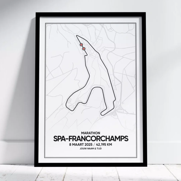 Poster met de route van de marathon van Spa-Francorchamps