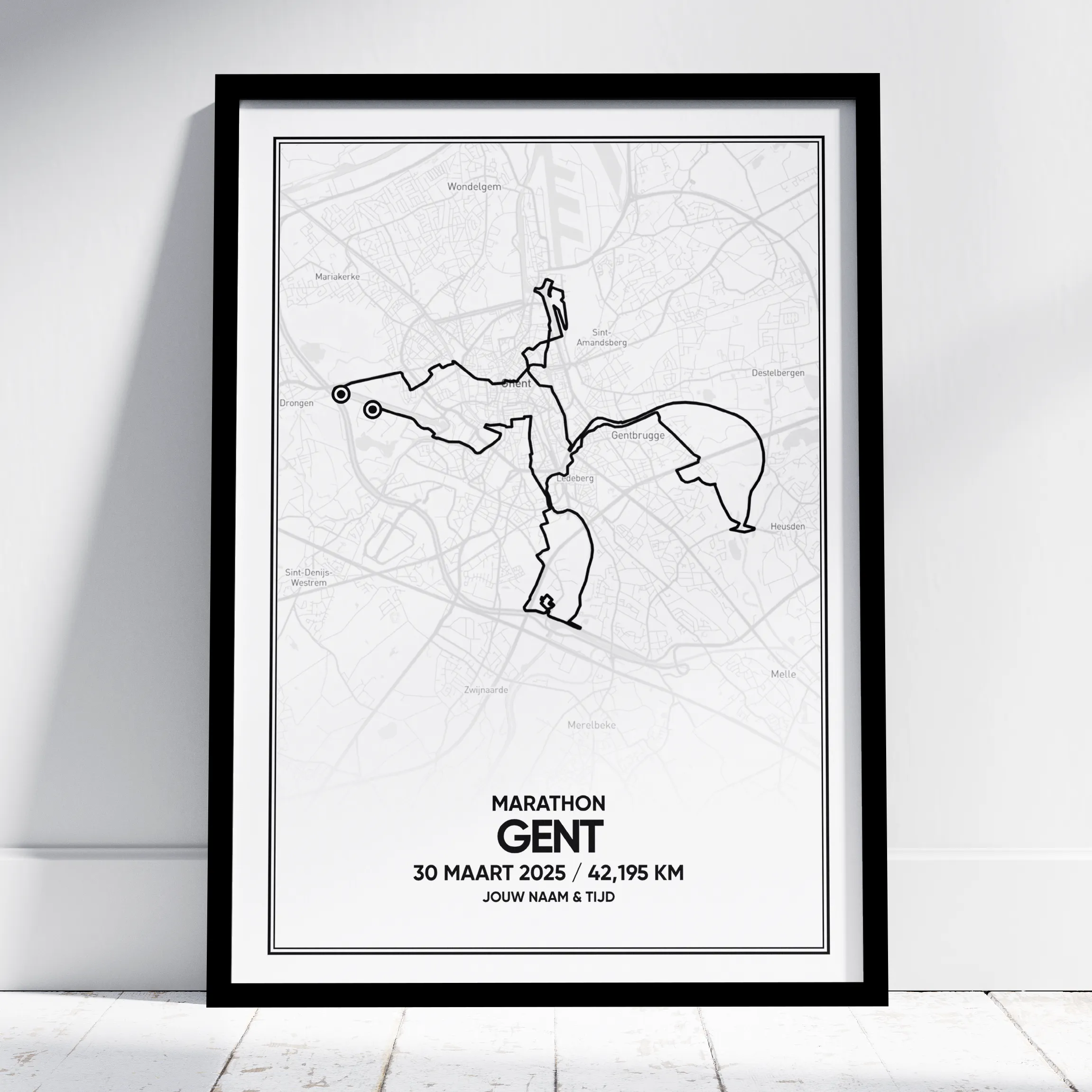 Gent Marathon Poster (met naam & tijd)