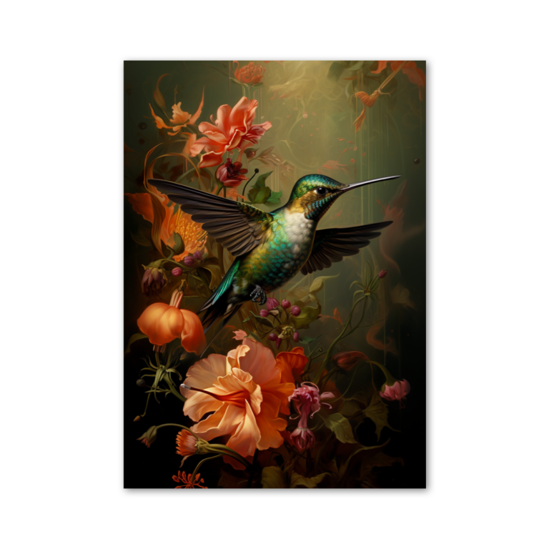 Hummingbird on flowers