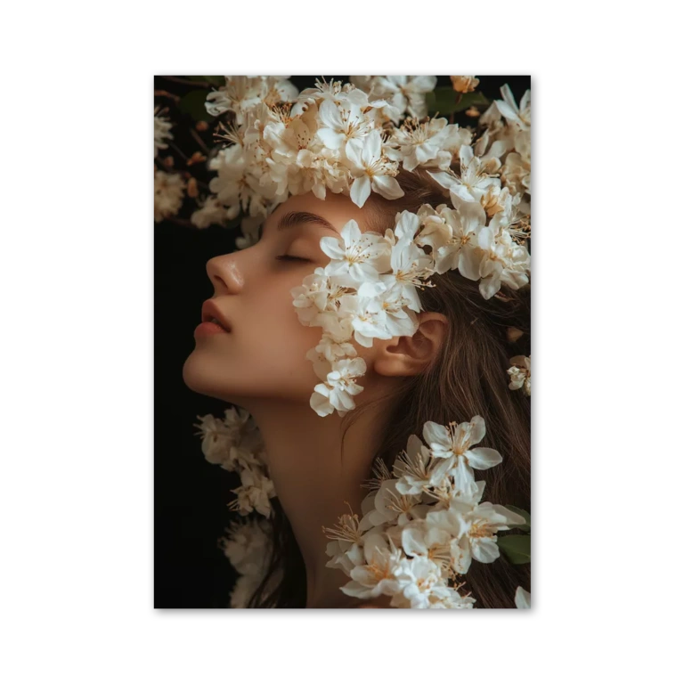 Profile of a Girl Surrounded by Flowers