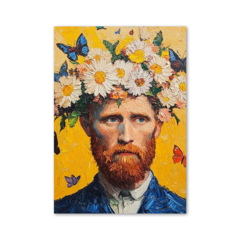 Van Gogh with flowers and butterflies