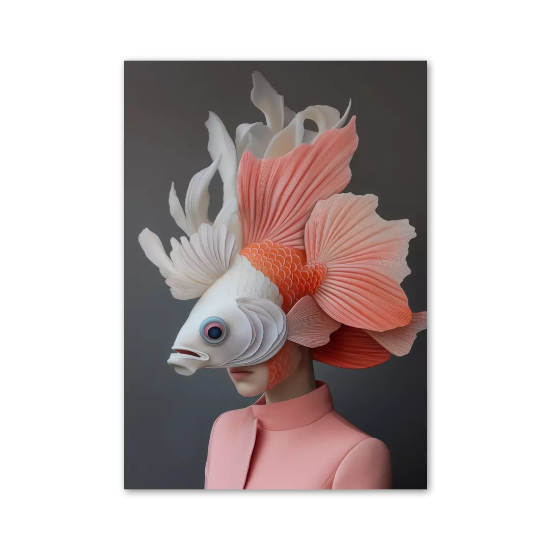 Young woman wearing and being a fish
