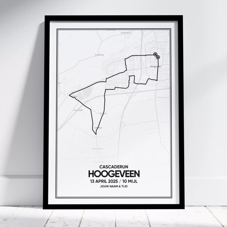 Poster met de route van de Cascaderun van Hoogeveen