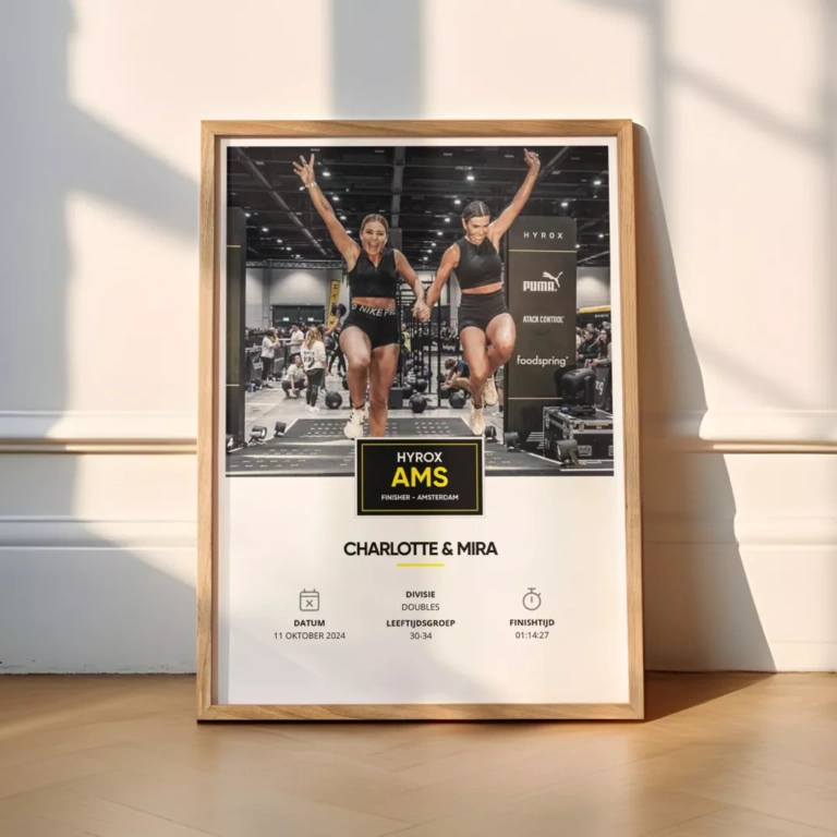 HYROX Amsterdam aandenken poster in eiken lijst