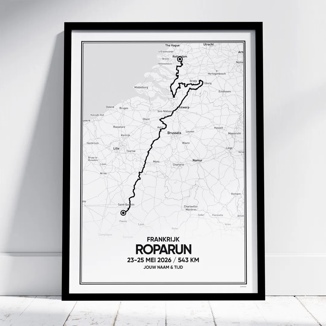 roparun-frankrijk-2026 Poster met de route van de Roparun Frankrijk editie van 2026