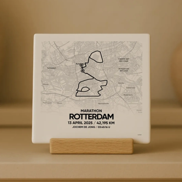 Tegeltje met de route van de Rotterdam marathon van 2025