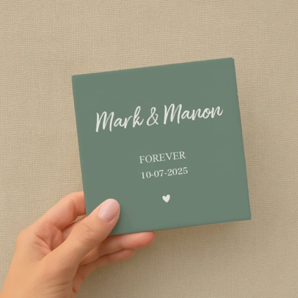 Tegeltje You & Me forever groen met namen