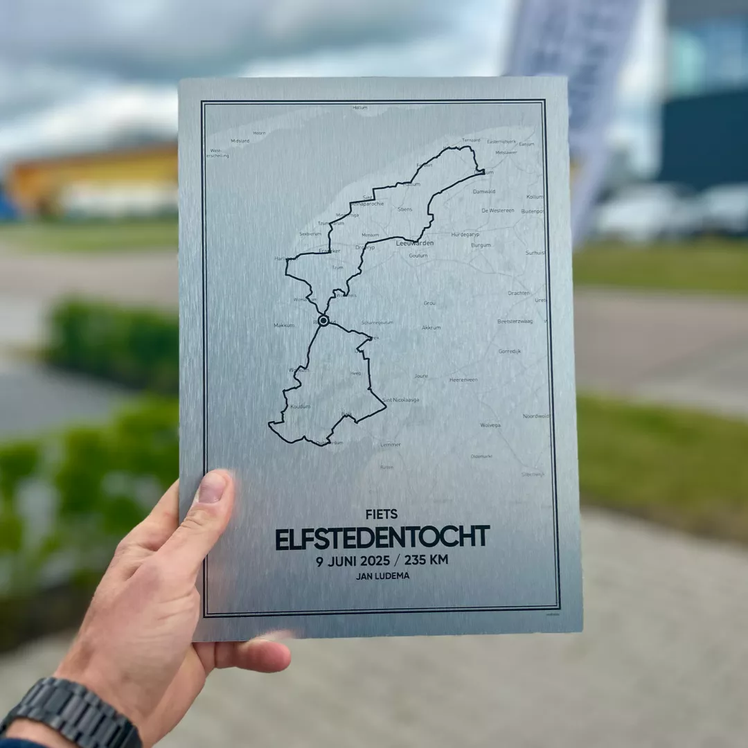 Fietselfstedentocht route print op aluminium