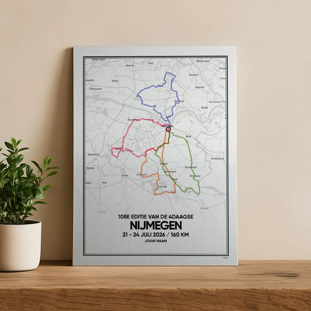 4daagse Nijmegen 2026 160km kleur aluminium print