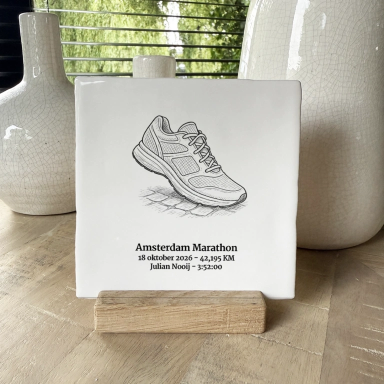 Amsterdam Marathon tegeltje hardloopschoen