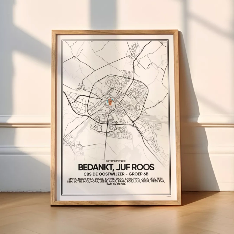 Stadskaart met de locatie van de school met jouw favoriete meester of juf