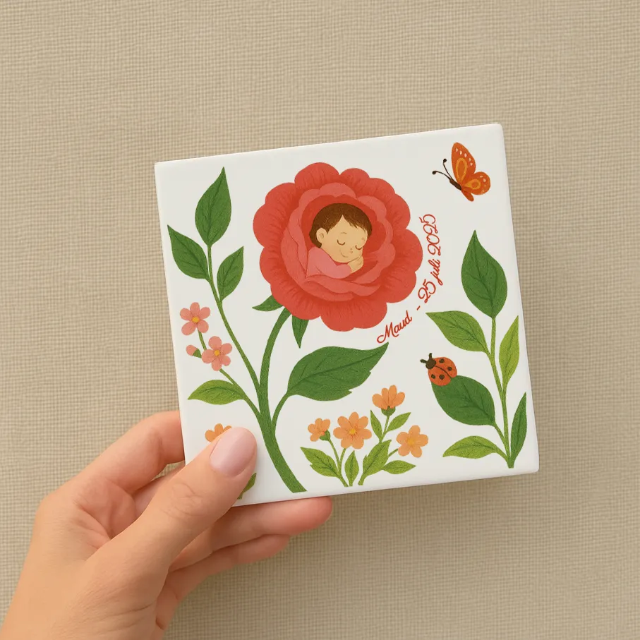 Geboorte tegeltje meisje met naam en geboortedatum