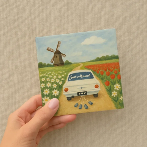 Getrouwd tegeltje auto