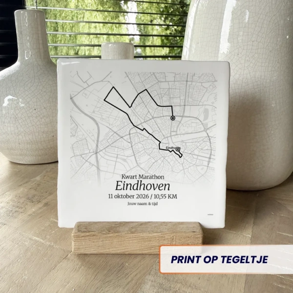 Eindhoven Kwart Marathon 2026 route tegeltje in houder