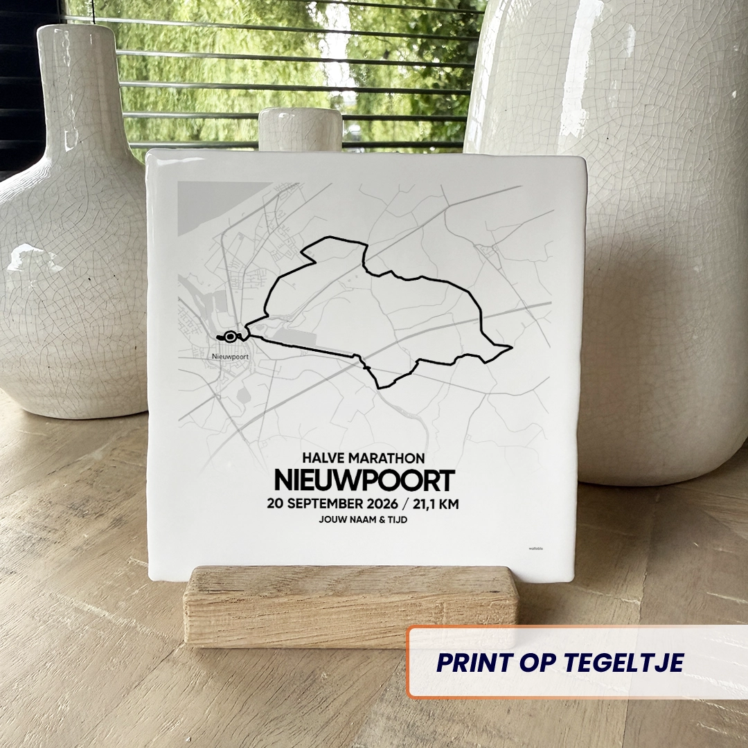 Nieuwpoort halve marathon 2026 route tegeltje