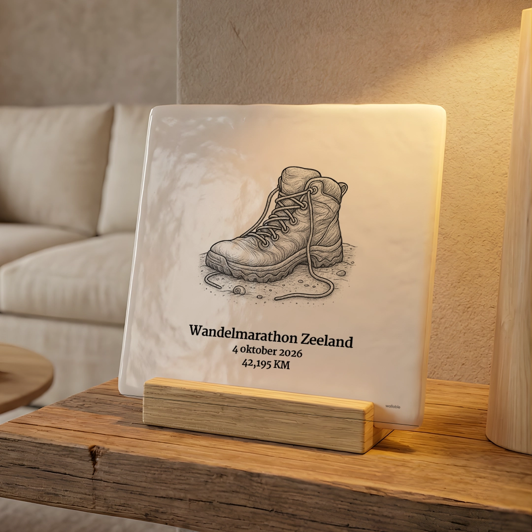 Wandelmarathon Zeeland tegeltje wandelschoen 2026