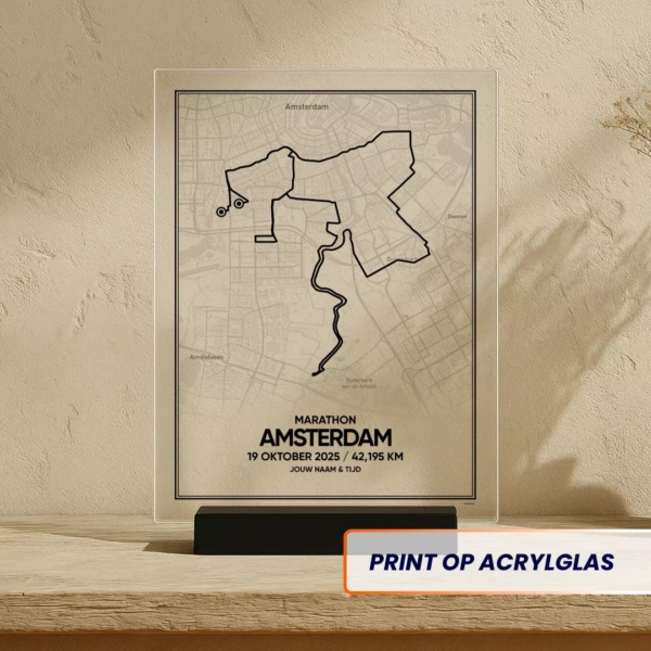 Amsterdam Marathon 2025 route op acrylglas