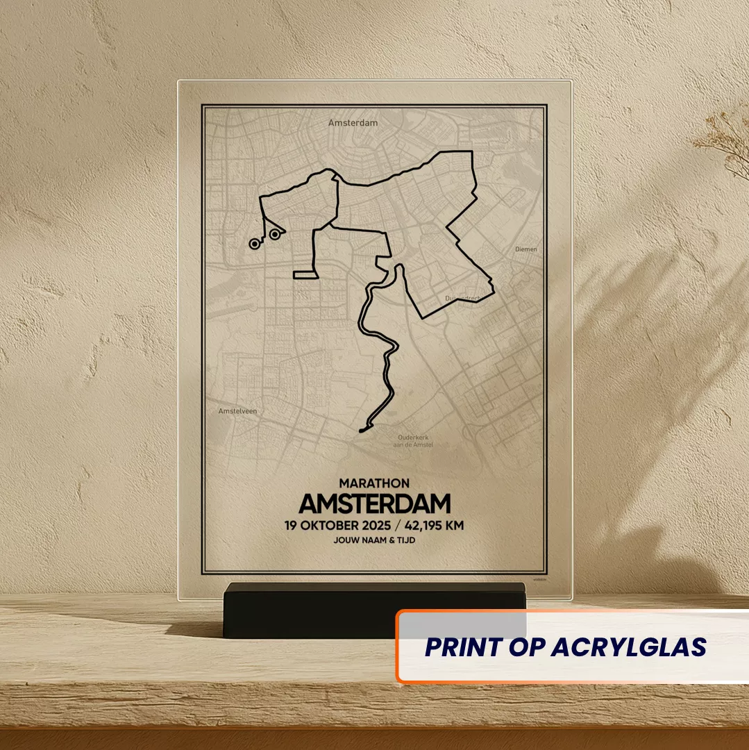 Amsterdam Marathon 2025 route op acrylglas