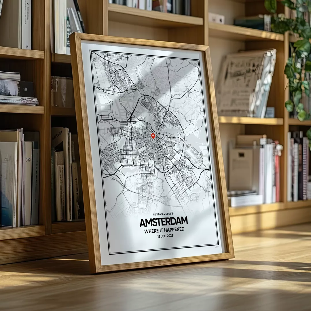 Amsterdam poster in eiken lijst