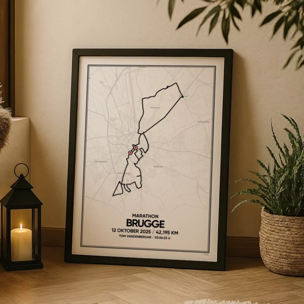 Poster met de route van de Marathon van Brugge 2025