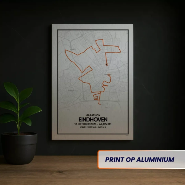 Print op aluminium met de route van de Eindhoven marathon 2025