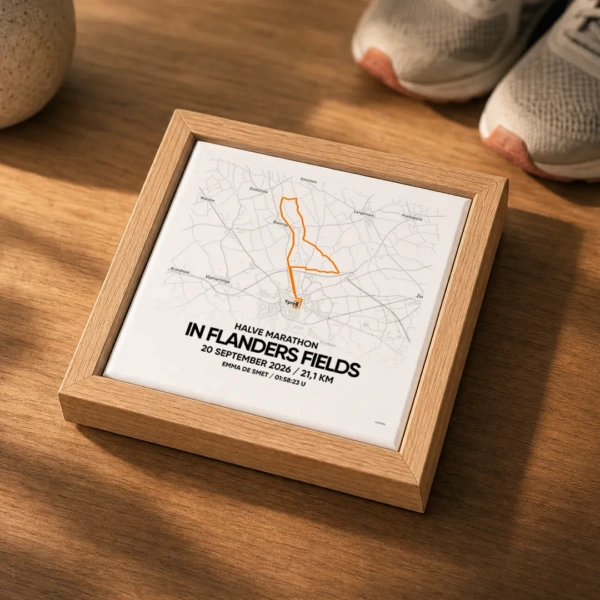 In Flanders Fields halve marathon tegeltje in lijst